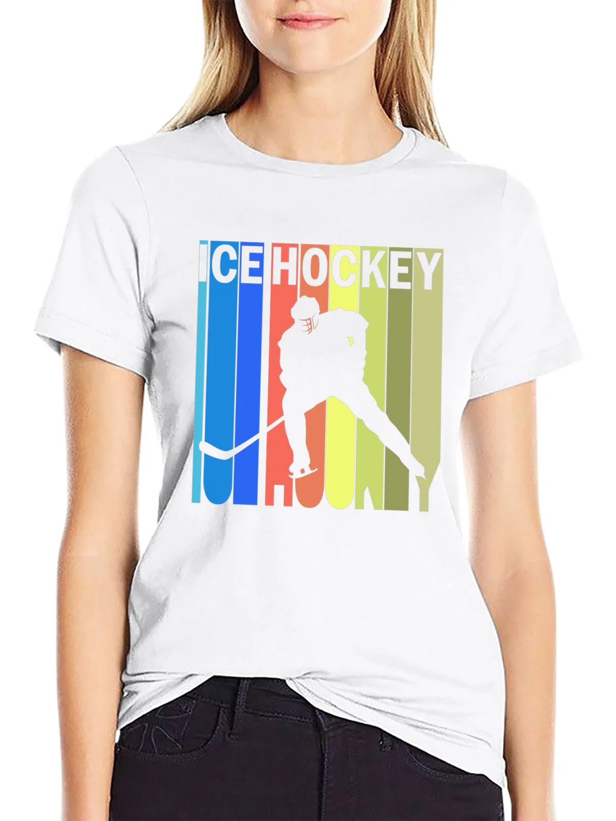 Ice Hockey Retro Style Graphic T-Shirt