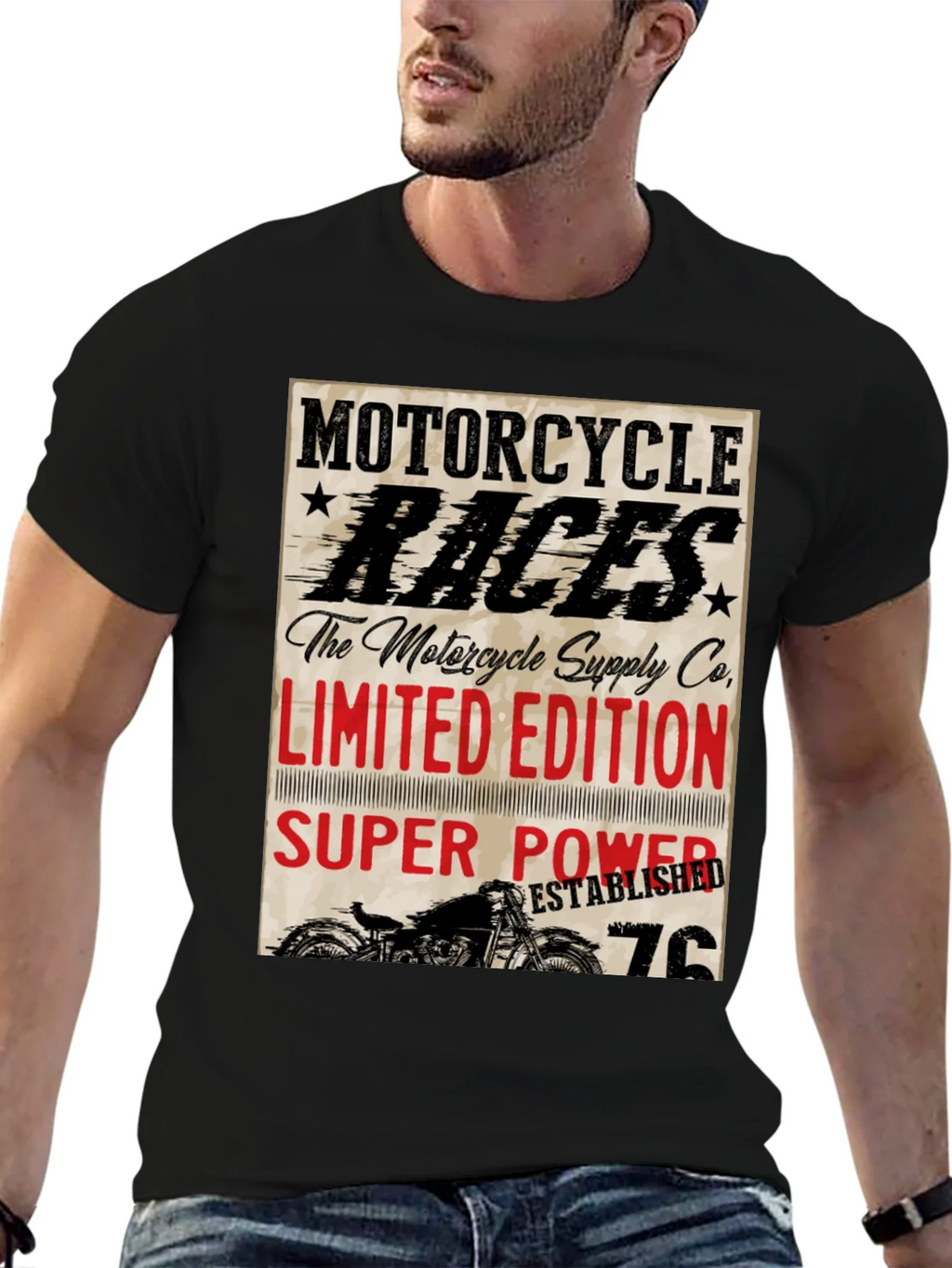 Motorcycle Races Limited Edition Black T-Shirt